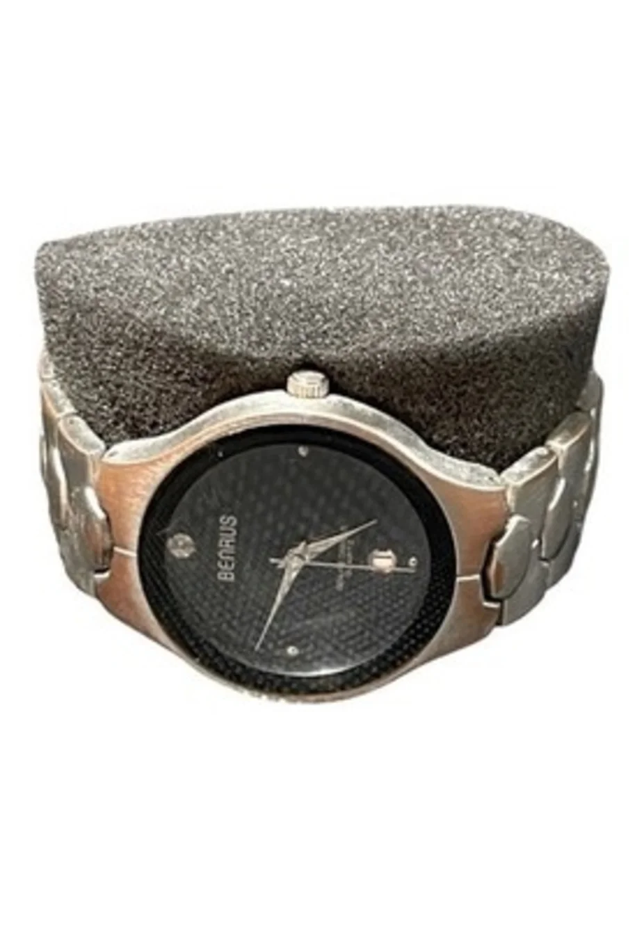 Vintage Benrus BNW745 Genuine Diamond Stainless Steel Bracelet Quartz Mens Watch